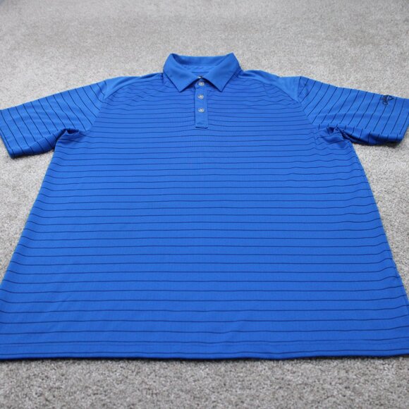 Callaway Opti-Dri Polo Shirt Mens Large Blue/Black Striped Polyester S/S Golf - Picture 2 of 12